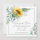 Eleganter Chic Sonnenblume Eukalyptus Ändern Sie d Save The Date (Vorderseite)