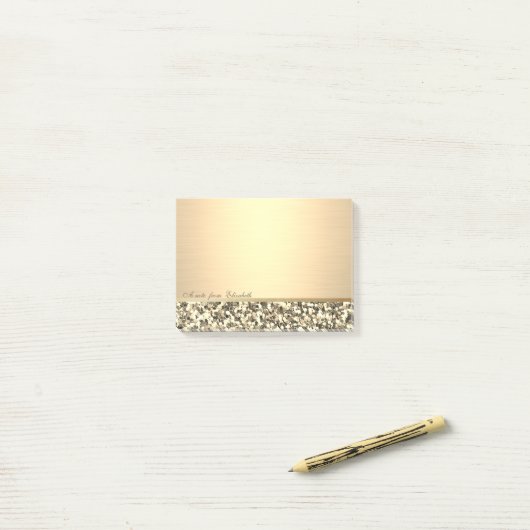 Eleganter Chic Stilmädchen , Gold Glitzer Post-it Klebezettel (Auf Schreibtisch)
