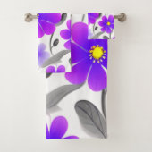 Eleganter Chic Stilvoll Lila floral Badhandtuch Set (Insitu)