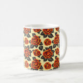 Eleganter Chic Stilvoll Moderne Orange Blume Kaffeetasse (VorderseiteRechts)