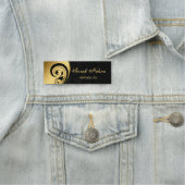 Eleganter Chic Stilvolle Gold Wirbel Black Damask Namensschild (Beispiel)