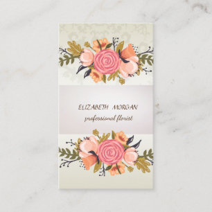 Eleganter Chic  Streifen, Spitze, Floral Visitenkarte
