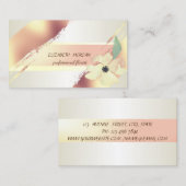 Eleganter Chic Stripe, Pinselstrich, Blume Visitenkarte (Vorne/Hinten)