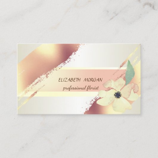 Eleganter Chic Stripe, Pinselstrich, Blume Visitenkarte (Vorderseite)