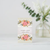 Eleganter Chic Stripe, Spitzen, Blumen Visitenkarte (Stehend Vorderseite)