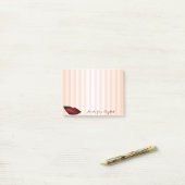 Eleganter Chic Striped Stilftig Girly , Rote Lippe Post-it Klebezettel (Auf Schreibtisch)