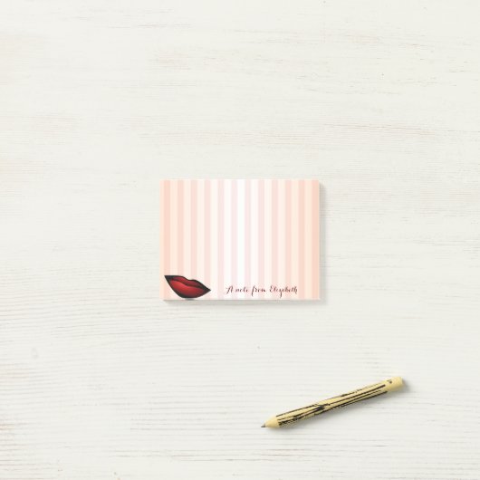 Eleganter Chic Striped Stilftig Girly , Rote Lippe Post-it Klebezettel (Auf Schreibtisch)