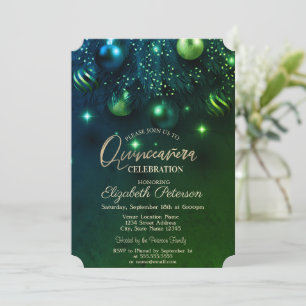 Eleganter Chic Stylische Ornamente Grüne Quinceañe Einladung