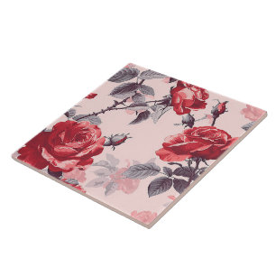 Eleganter Chic Stylischer Mädchenhaft Blumen Rose Fliese