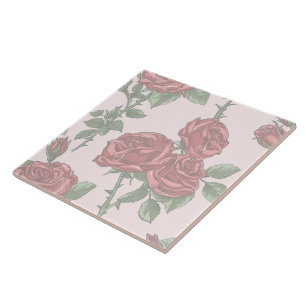 Eleganter Chic Stylischer Mädchenhaft Blumen Rose Fliese
