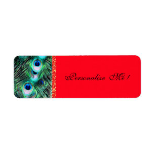 Eleganter Chic Trendy Red/Green Peacock & Glitzer