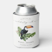 Eleganter Chic Tropical Rainforest Toucan Wedding Dosenkühler (Kanne Vorderseite)