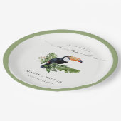 Eleganter Chic Tropical Rainforest Toucan Wedding Pappteller (Schrägansicht)
