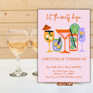 Eleganter Chic Tropischer Cocktail Drink 40. Gebur Einladung