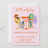 Eleganter Chic Tropischer Cocktail Drink 40. Gebur Einladung (Vorderseite)