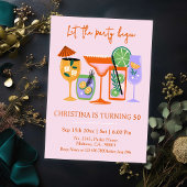 Eleganter Chic Tropischer Cocktail Drink 50. Gebur Einladung