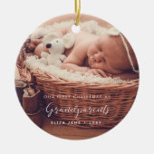 Eleganter Chic Unsere ersten Weihnachten als Große Keramik Ornament (Vorne)