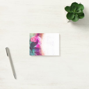 Eleganter Chic Vibranly Pink Floral Black Foliage Post-it Klebezettel