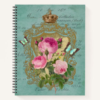Eleganter Chic Viktorianisch Style Rose SpiralNote Notizblock