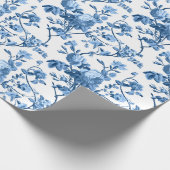 Eleganter Chic Vintag Blue Rose Floral Geschenkpapier (Ecke)
