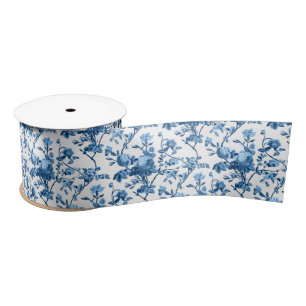 Eleganter Chic Vintag Blue Rose Floral Satinband