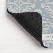 Eleganter Chic Vintag Dusty Blue Beige Damask Mousepad (Ecke)