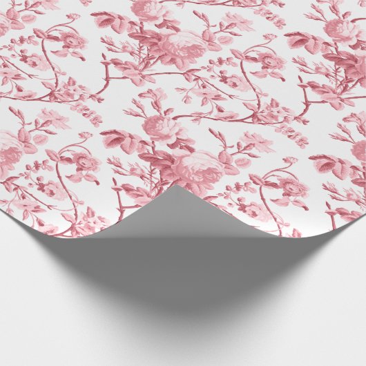 Eleganter Chic Vintag Pink Rose Floral Geschenkpapier (Ecke)