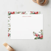 Eleganter Chic Vintag Pink Rose Floral Mitteilungskarte (Vorderseite/Rückseite Beispiel)