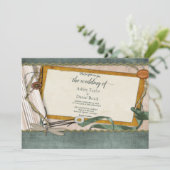 Eleganter Chic Vintag Stilvolle dekorative Hochzei Einladung (Stehend Vorderseite)