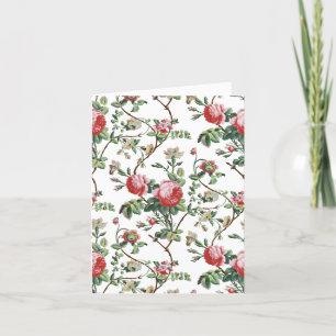 Eleganter Chic Vintage Rosa Rosenblüten Dankeskarte