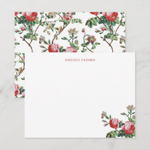 Eleganter Chic Vintage Rosa Rosenblüten Mitteilungskarte