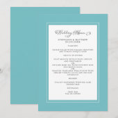 Eleganter Chic Wedding Modern Chic Aqua Green Menükarte (Vorne/Hinten)