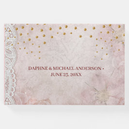 Eleganter Chic Wedding Modern Simple Pink and Gold Gästebuch