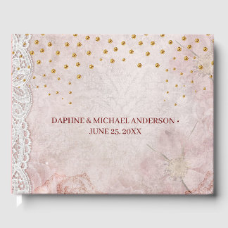 Eleganter Chic Wedding Modern Simple Pink and Gold Gästebuch