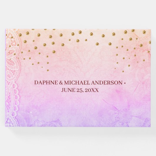 Eleganter Chic Wedding Modern Simple Pink and Gold Gästebuch (Vorderseite)