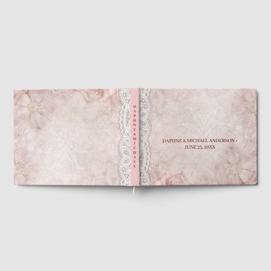 Eleganter Chic Wedding Modern Simple Pink Gästebuch (Voll)