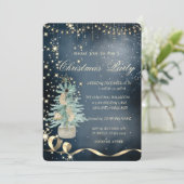 Eleganter Chic Weihnachtsbaum, Weihnachtsfeier Par Einladung (Stehend Vorderseite)