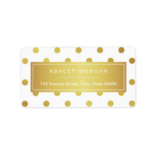 Eleganter Chic Weiß Gold Glitter Punkte Adressaufkleber