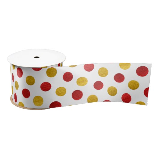 Eleganter Chic White Gold Red Polka Dots Modern Xm Satinband (Spule)