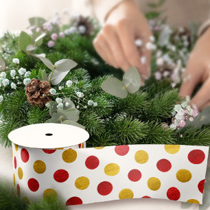 Eleganter Chic White Gold Red Polka Dots Modern Xm Satinband