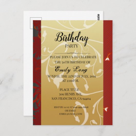 Eleganter chinesischer Chrysanthemum-Geburtstag Ei Postkarte (Vorne/Hinten)