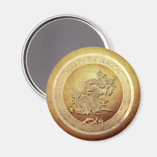 Eleganter chinesischer Neujahrsdrache 2024 RM Magnet (Vorderseite/Rückseite)