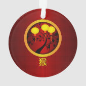 Eleganter chinesischer New Year Monkey mit Goldkla Ornament (Rückseite)