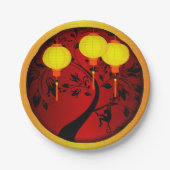 Eleganter chinesischer New Year Monkey mit Goldkla Pappteller (Vorderseite)