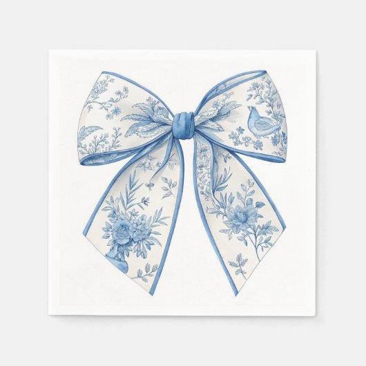 Eleganter Chinoiserie Blue & White Bow Zuhause Acc Serviette (Vorderseite)