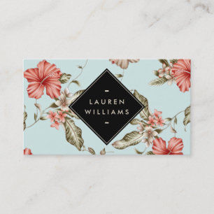 Eleganter Chinoiserie-Blumenmuster auf Vintagem Visitenkarte