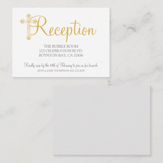 eleganter CHRISTENING oder BAPTISM-Empfang uAwg Begleitkarte (Vorne/Hinten)