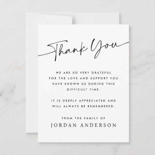 Eleganter Christlicher Name Datum der Beerdigung Dankeskarte (Rückseite)