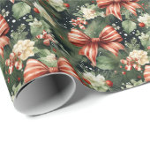 Eleganter Christmas Cheer Candy Canes Bow Geschenkpapier (Rolleneckpunkt)