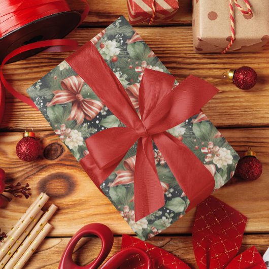 Eleganter Christmas Cheer Candy Canes Bow Geschenkpapier